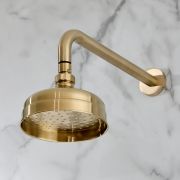 Pommeau de douche rétro – 15.5 cm – Avec bras mural – Or satiné – Elizabeth  