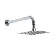 Pommeau de douche carré de 20 cm et bras mural incurvé – Kubix