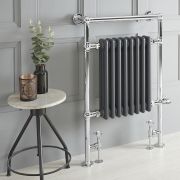 Sèche-serviettes mixte rétro - Anthracite – 93 cm x 62 cm – Choix de thermostat Wi-Fi - Elizabeth