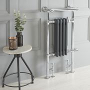 Sèche-serviettes mixte rétro - Anthracite – 93 cm x 45 cm (avec barre déportée) – Choix de thermostat Wi-Fi - Elizabeth