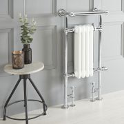 Sèche-serviettes mixte rétro - Blanc – 93 cm x 45 cm (avec barre déportée) – Choix de thermostat Wi-Fi - Elizabeth