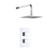 Mitigeur de douche thermostatique chromé et pommeau de douche mural carré – 1 fonction – Kubix
