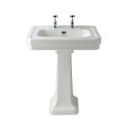 Lavabo sur colonne - 54 cm - 2 trous pour la robinetterie - Victrion