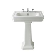 Lavabo sur colonne - 54 cm - 3 trous pour la robinetterie - Victrion