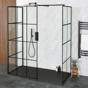 Douche italienne à 3 parois – Avec verrière – Receveur de douche à effet texturé – Choix de tailles – Barq