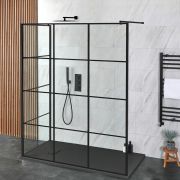 Douche italienne à 2 parois – Avec verrière – Receveur de douche à effet texturé – Choix de tailles – Barq