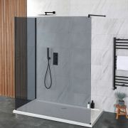 Douche italienne à 2 parois – Verre fumé – Receveur de douche – Choix de tailles – Nox-Luna