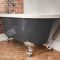 Baignoire semi-îlot rétro d’angle – Gris pierre – 168,5 cm x 75 cm – Choix de pieds – Option d’angle droit ou gauche – Elton