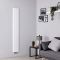 Radiateur design vertical - 160 cm x 28 cm - Blanc - Aluminium - Raccordement central - Aurora