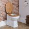 Cuvette WC à poser avec abattant effet chêne – Hauteur confortable – Choix de finitions des charnières - Richmond