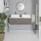 Meuble sous vasque - 120 cm - Gris & Blanc - Avec vasques - Newington
