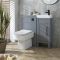 Meuble lavabo rétro avec lavabo – 40 cm – Gris clair – Avec meuble WC et cuvette à poser Sandford – Choix de poignées – Warwick