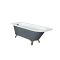 Baignoire semi-îlot rétro d’angle – Blanc – 168,5 cm x 75 cm – Pieds or brossé – Option d’angle droit ou gauche – Elton