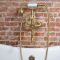 Mitigeur bain douche mural – Design industriel (Steampunk) – Or satiné – Zandra