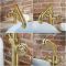 Mitigeur lavabo haut – Design industriel (Steampunk) – Or satiné – Zandra