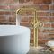 Mitigeur lavabo haut – Design industriel (Steampunk) – Or satiné – Zandra