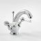 Mélangeur lavabo rétro à levier – Chromé et Blanc - Elizabeth