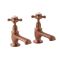 Paire de robinets lavabo rétro – Commandes en croisillon – Cuivre satiné – Elizabeth