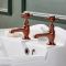 Paire de robinets lavabo rétro – Commandes en croisillon – Cuivre satiné – Elizabeth