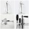 Mitigeur bain douche rétro en îlot – Commande Levier – Chromé et noir – Elizabeth