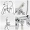 Robinet bain douche avec commandes à levier rétro - Chromé et blanc - Elizabeth