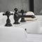 Mélangeur lavabo rétro – Commandes en croisillon – 3 trous – Noir - Elizabeth