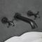 Mélangeur lavabo mural rétro – Commandes en croisillon – 3 trous – Noir - Elizabeth