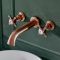 Mélangeur lavabo mural rétro – 3 trous – Commande en croisillon – Cuivre satiné – Elizabeth