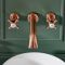 Mélangeur lavabo mural rétro – 3 trous – Commande en croisillon – Cuivre satiné – Elizabeth