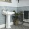 Ensemble douche avec cabine de douche quart de cercle, WC et lavabo sur colonne - Legend