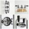 Kit de douche thermostatique à 2 fonctions - Pommeau de douche Ø20 cm, bras plafonnier et kit douchette – Chromé et noir - Elizabeth