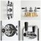 Kit de douche thermostatique à 3 fonctions avec inverseur - Pommeau de douche Ø 20 cm, buses hydromassantes et kit douchette sur rampe – Chromé et noir - Elizabeth