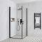Cabine de douche d’angle à double portes pivotantes – Noir – Choix de tailles – Nox