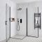 Cabine de douche d’angle à double portes pivotantes – Noir – Choix de tailles – Nox