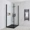Cabine de douche d’angle à double portes pivotantes – Avec receveur à effet texturé – Noir – Choix de tailles - Nox