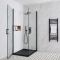 Cabine de douche d’angle à double portes pivotantes – Avec receveur à effet texturé – Noir – Choix de tailles - Nox