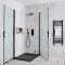 Cabine de douche d’angle à double portes pivotantes – Avec receveur à effet texturé – Noir – Choix de tailles - Nox