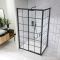 Cabine de douche d'angle avec porte coulissante - Effet verrière noir - Avec receveur à effet texturé – Choix de tailles – Barq