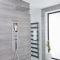 Colonne de douche encastrée et pommeau carré de 30 cm avec bras mural – Acier brossé - Llis