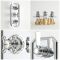 Kit de douche thermostatique 2 fonctions - Pommeau de douche Ø 20 cm - Kit douchette sur rampe – Chromé et blanc - Elizabeth
