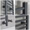 Sèche-serviettes mixte incurvé - Anthracite - Avec élément électrique, robinets de radiateur et adaptateur - Choix de tailles - Artle