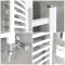 Sèche-serviettes mixte incurvé - Blanc - 80 cm x 50 cm - Avec élément électrique de 400W, robinets de radiateur et adaptateur - Ive