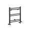 Sèche-serviettes mixte plat - Noir mat - 60 cm x 40 cm - Avec élément électrique de 200W, robinets de radiateur et adaptateur - Nox