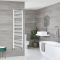 Sèche-serviettes mixte plat - Blanc - 160 cm x 40 cm - Avec élément électrique de 600W, robinets de radiateur et adaptateur - Ive