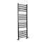 Sèche-serviettes mixte plat - Noir mat - 180 cm x 40 cm - Avec élément électrique de 800W, robinets de radiateur et adaptateur - Nox