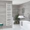 Sèche-serviettes mixte plat - Blanc - 180 cm x 40 cm - Avec élément électrique de 800W, robinets de radiateur et adaptateur - Ive