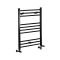 Sèche-serviettes mixte plat - Noir mat - 80 cm x 50 cm - Avec élément électrique de 400W, robinets de radiateur et adaptateur - Nox