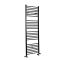 Sèche-serviettes mixte plat - Noir mat - 180 cm x 50 cm - Avec élément électrique de 1000W, robinets de radiateur et adaptateur - Nox