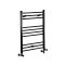 Sèche-serviettes mixte plat - Noir mat - 80 cm x 60 cm - Avec élément électrique de 400W, robinets de radiateur et adaptateur - Nox