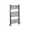 Sèche-serviettes mixte plat - Noir mat - 100 cm x 60 cm - Avec élément électrique de 600W, robinets de radiateur et adaptateur - Nox